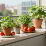 Balcony kitchen garden setup in small apartment