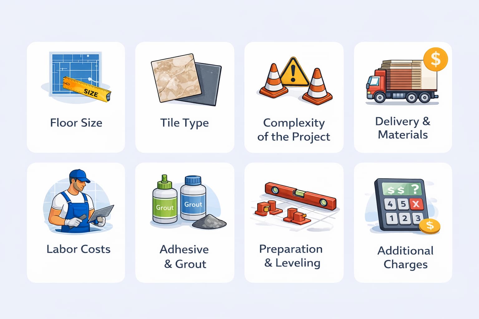 Infographic of floor tiling cost factors.
