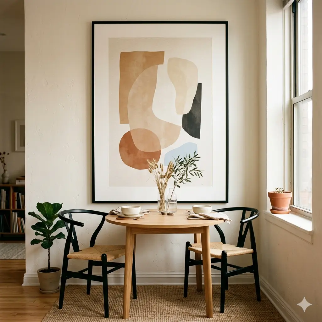 Large-statement-print-in-small-dining-room