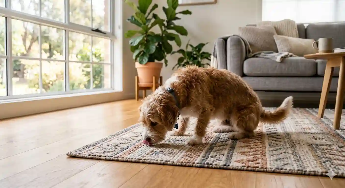 why is my dog licking the rug?
