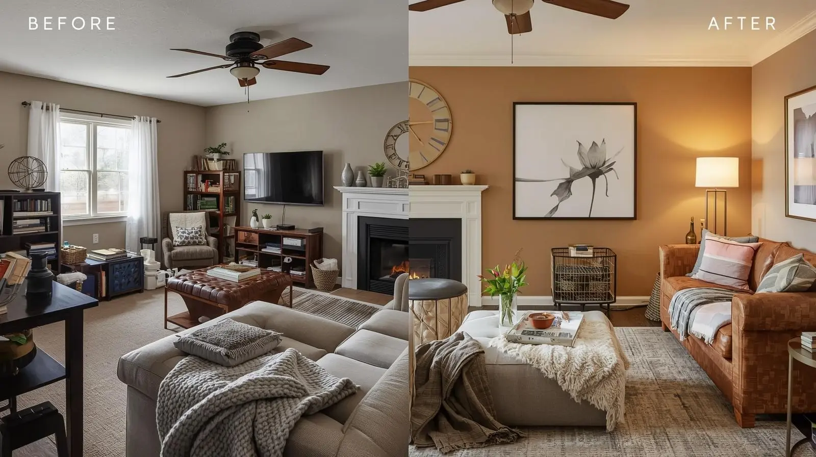 Budget-friendly modern haven transformation with neutral paint and cozy textiles