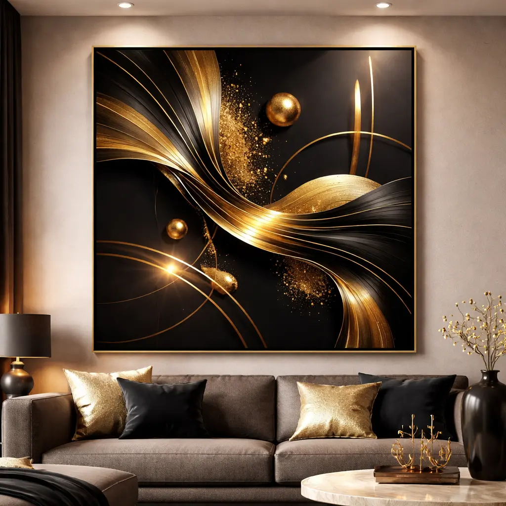 black & golden wall art design 