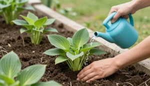 planting hostas at home step by step in garden soil