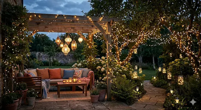 Creative DIY home decor ideas showing handmade wall art, fairy lights, indoor plants, and budget-friendly decorations for a stylish and cozy home interior.