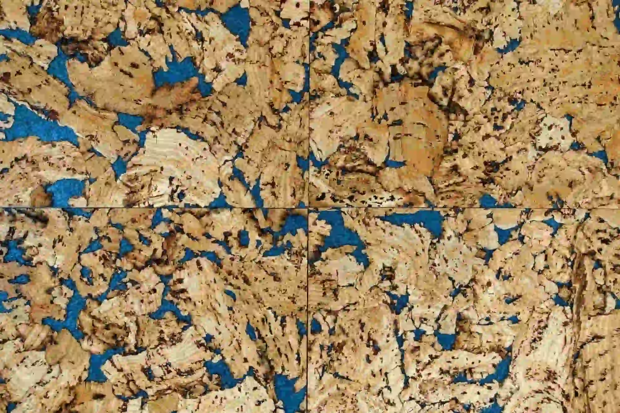 close-up of cork flooring tiles showing natural cellular texture and pattern
