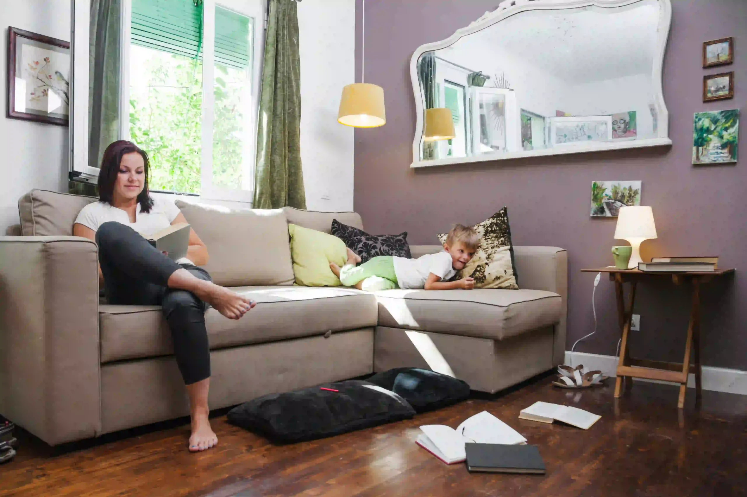 Modern home furnishing living room with stylish furniture and décor.